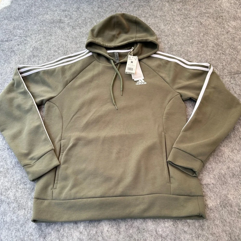 Adidas M 3S FL Hoody Legacy Green Fleece Pullover Sweatshirt H44055 Mens M